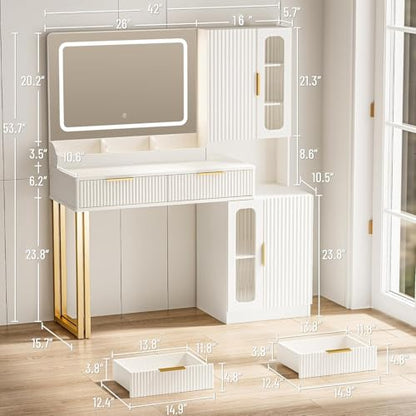 42" Modern Makeup Vanity Desk with Mirror and Lights, view 4