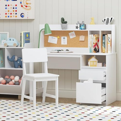 Wooden Kids Study Desk Set with Hutch and Storage for Ages 5-12, view 4