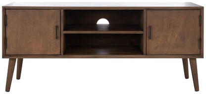 SAFAVIEH Sorrel TV Stand for up to 55" Flatscreen – Brown, 2 Doors with Interior Storage, 2 Open Shelves, Entertainment Media Console (MED5701C)