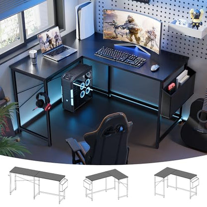 47 Inch Reversible L Shaped Gaming Desk Corner Computer Desk with Storage Bag, view 2