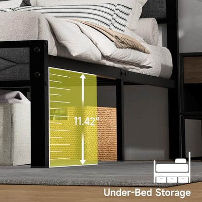 Upholstered Queen Bed Frame with Soft Headboard, view 6