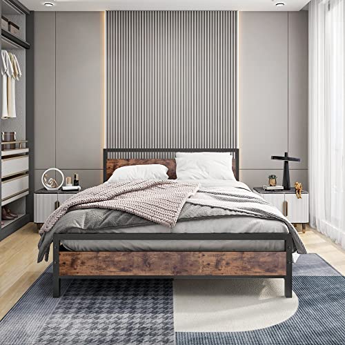 Black Queen Size Bed Frames with Wood Headboard, view 4