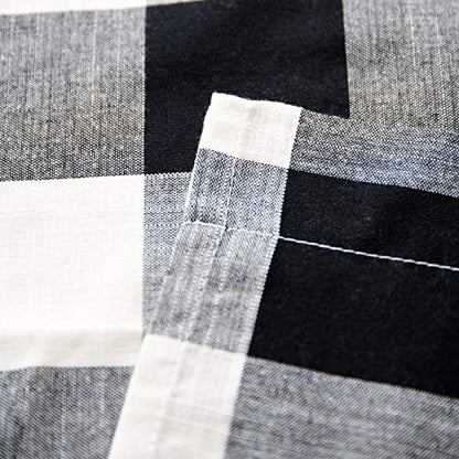 Creativesfun 2 Pcs Checks Line Up Set Farmhouse Faux Linen Look Buffalo Plaid Grommet WindowValance (Black & Cream, Valance 丨W53 X L18-INCH 2PCS)