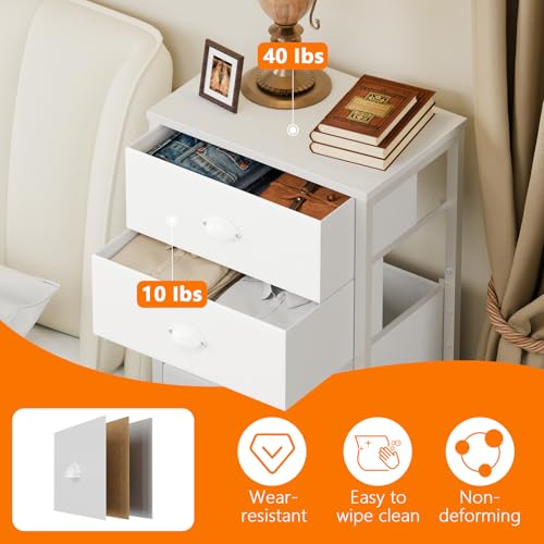 White Tall Dresser for Bedroom, Chest of Drawer with Fabric Drawer, view 7