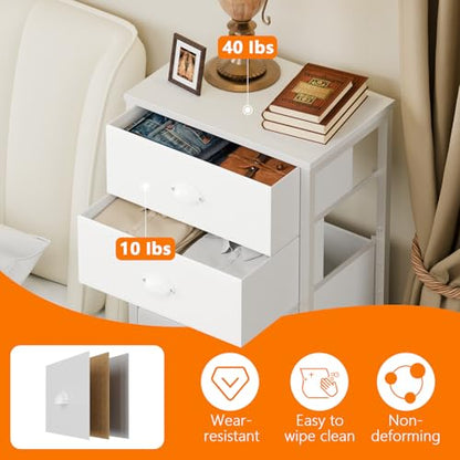 White Tall Dresser for Bedroom, Chest of Drawer with Fabric Drawer, view 7