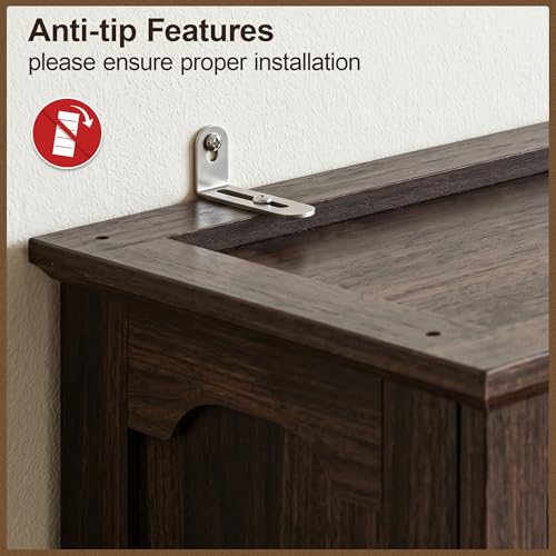 70” Walnut Bookcase Bookshelf, 5-Tier Farmhouse Bookcase Shelves | Country Rustic Bookshelves for Home, Office, School, Library, Walnut Bookcases with Storage, Open Shelf, Arched Design