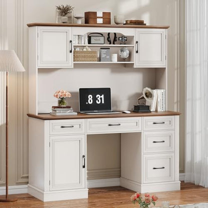 Executive Desk with 5 Drawers, Unique White, view 7