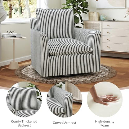 Swivel Accent Square Chair with Thick Padded Backrest Cushion, Swivel Reading Chair for Living Room Bedroom Small Spaces, Blue