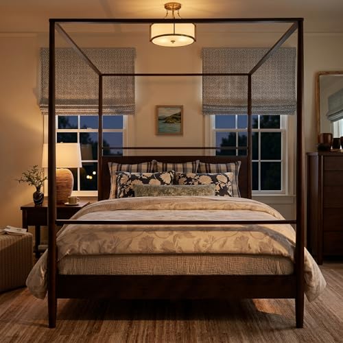 LUMISOL Canopy Bed Frame Queen, Solid Wood Canopy Bed Frame with Four Poster, view 8