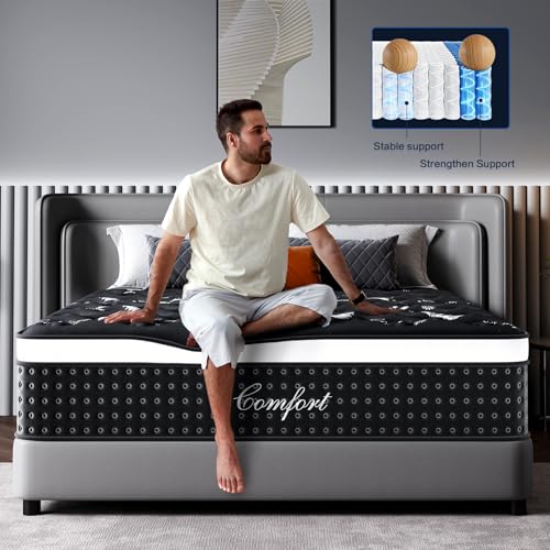 Queen Mattress,12 Inch Queen Size Mattress,Deep Sleep-Memory Foam Hybrid Mattresses for Back Pain Relief,Queen Size Matress in a Box,Pressure Relief & Motion Isolation,Medium Firm,80" x 60"