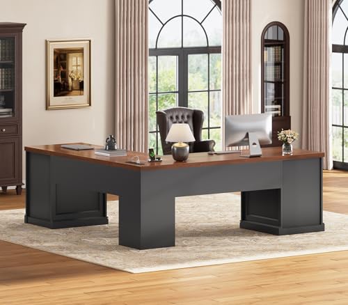 L Shaped Office Desk with 4 Drawers Storage, 67"x67" Executive Desk, view 4