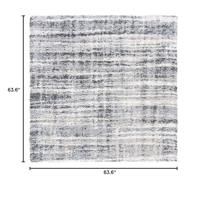 SAFAVIEH Fontana Shag Collection Area Rug - 5'3" Square, Grey & Ivory, Modern Design, Non-Shedding & Easy Care, 2-inch Thick Ideal for High Traffic Areas in Living Room, Bedroom (FNT856G)