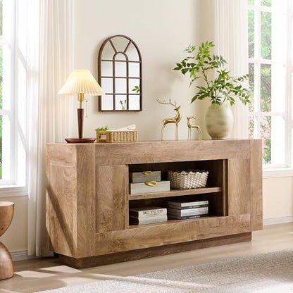 70" TV Stand for 80" TV, Thick Block Media Console, Light Knotty Oak, view 4