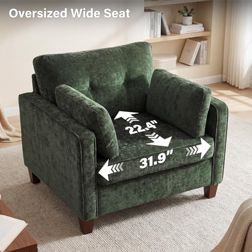 Luxury Oversized Accent Reading Chair for Living Room, 41", Green Chenille, view 5