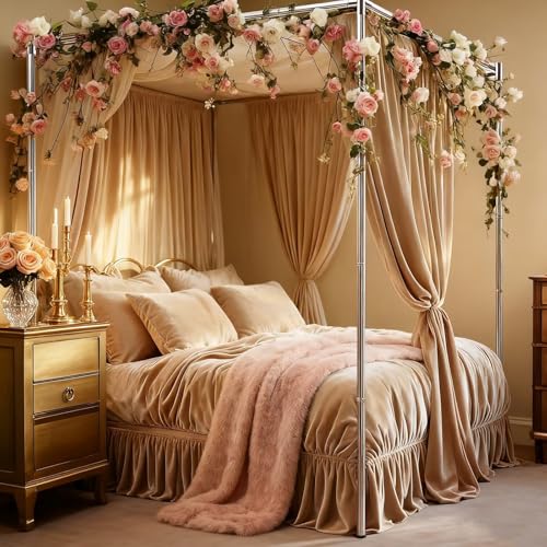 Canopy Bed Frame Queen Size, Thicken Stainless Steel Canopy Bed Frame, view 8