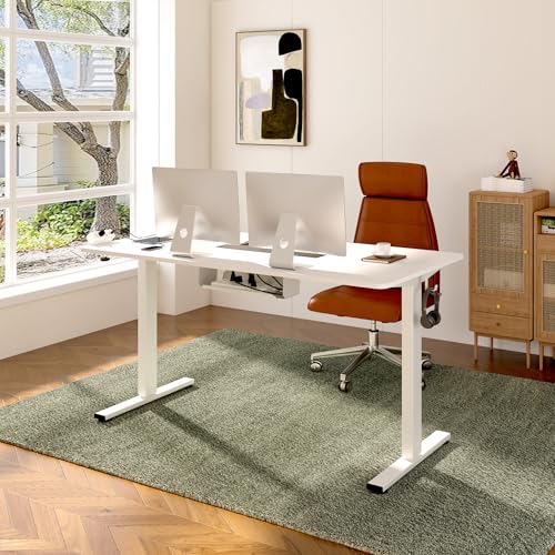 FLEXISPOT EN2 55"x28" Whole-Piece Standing Desk with Power Strip, White, view 3