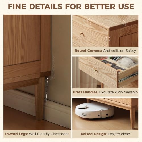Solid Oak Wood Dresser, 5 Drawer Dresser for Bedroom, view 4