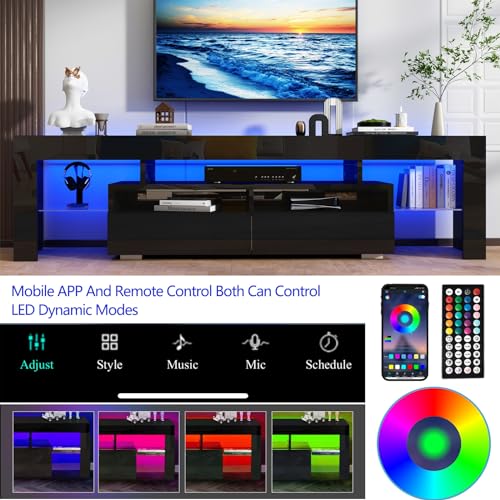 70in TV Stand for 75/80 inch TV, Modern LED TV Stand for Living Room, view 5