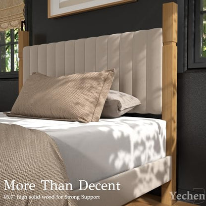 Queen Bed Frame with Headboard, Solid Wood Bed Frame Queen Size, view 4