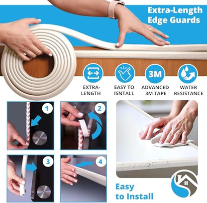 Furniture Edge Guards | 16ft Protective Protective Foam Cushion | Baby Child Proofing Set NonToxic for Table, Fireplace, Countertop | Beige