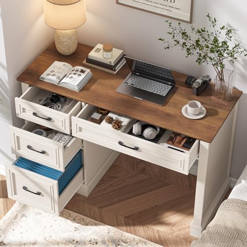 Farmhouse 47" Executive Desk with 3 Drawers, Unique White, view 5