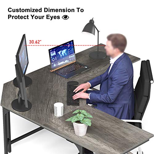 Modern L Shaped Desk with Shelves,64.84" Gaming Computer Desk for Home Office,Corner Desk with Desktop (Black Oak+Black Frame, Large+4 Tier Shelves)