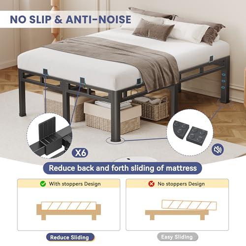 Bed Frame Full 24 Inch Tall,2in1 Double Layer Heavy Duty Metal Platform, view 7