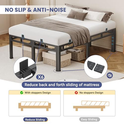 20 Inch King Size Bed Frame,Double Layer Heavy Duty Metal Platform Tall, view 7