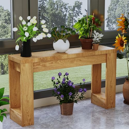 47" Console Table, Farmhouse Entryway Table, Narrow Sofa Table | Rustic Table with Storage Shelf, Sturdy Sofa Table for Hallway Living Room, Modern Wood Accent Furniture Space-Saving