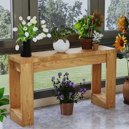 47" Console Table, Farmhouse Entryway Table, Narrow Sofa Table | Rustic Table with Storage Shelf, Sturdy Sofa Table for Hallway Living Room, Modern Wood Accent Furniture Space-Saving