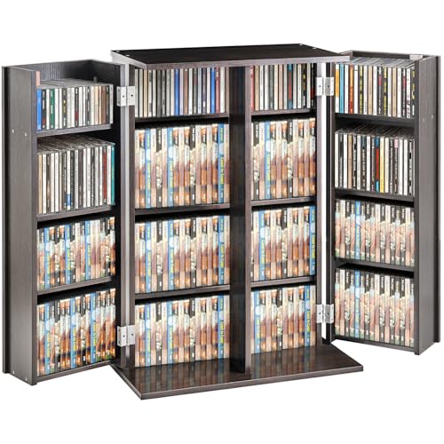 Media Storage Cabinet, DVD Cabinet with Doors and Shelves, CD Storage, view 2