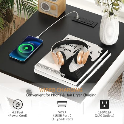 Dog Crate Furniture, Wooden Dog Kennel End Table with USB Charging Station, view 4