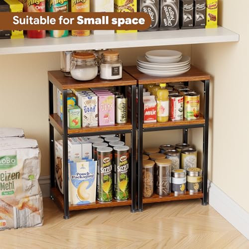 3-Tier Side Table – End Table Nightstand for Small Spaces & Living Room, Rustic Brown