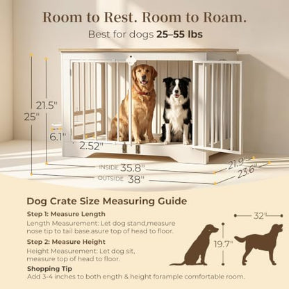 38 Inch Modern Farmhouse Dog Crate Furniture End Table, view 3