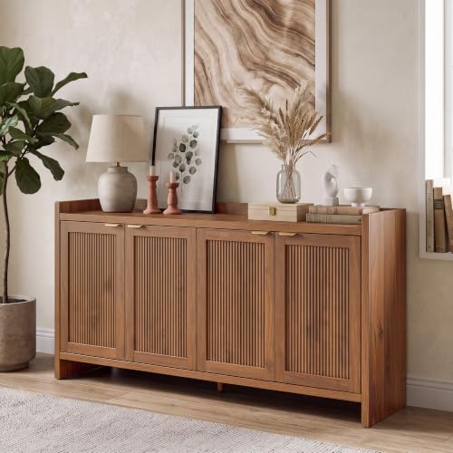 63" Fluted Sideboard Buffet Cabinet with Storage and 4 Doors, view 2