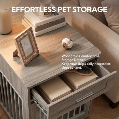 Dog Crate Furniture End Table with Flip-Up Door for Small Dogs, view 5