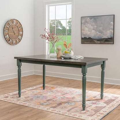 Powell Furniture Willow Dining Table, 35.1/2" x 59" x 30.1/4", Teal & Grey
