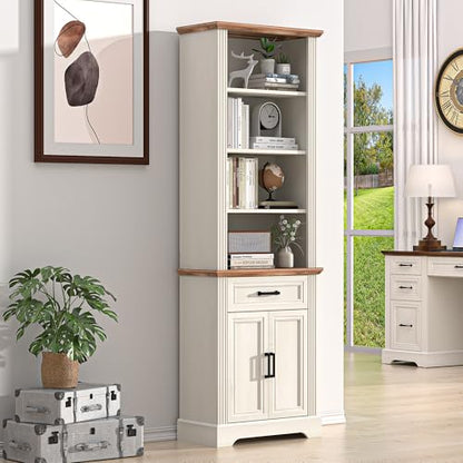 72" Tall 6-Tier Bookshelf, Farmhouse Bookcase with Ample Storage, view 2