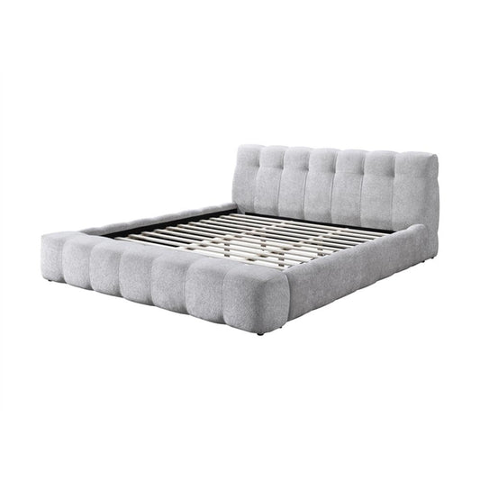 Modern Tufted Upholstered Queen Bed, Gray Chenille Fabric
