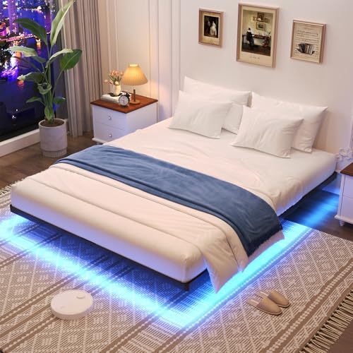 Smart LED Lighted Floating Bed Frame, view 2