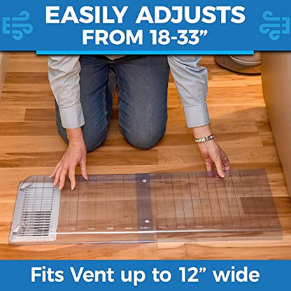Under Furniture Magnetic Vent Extender, 1.0mm Thick Premium Material, Fits Floor Registers 10" and 12" Wide, Adjusts From 17" to 33" Long