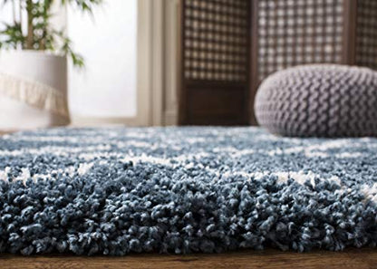 SAFAVIEH Area Rug 8x10 - Hudson Shag Collection - Large - Slate Blue & Ivory, Trellis Pattern, Non-Shedding & Easy Cleaning, Plush Thick Pile, Ideal for Living Room, Bedroom, Dining Space (SGH282L)