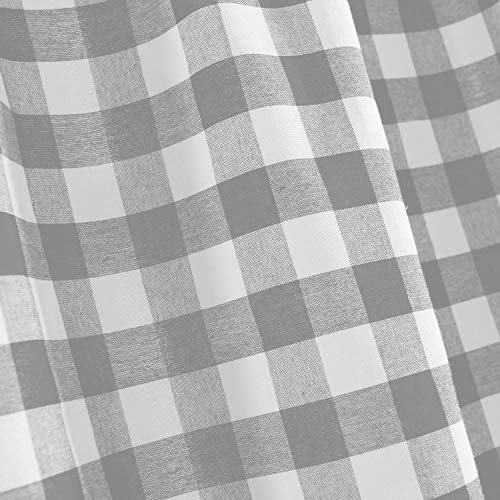 Farmhouse Curtains Kitchen Décor, Buffalo Plaid Valance, Classic Country Plaid Gingham Checkered Design, Farmhouse Décor, Window Curtain Treatments (Grey, 58" W x 14" H Valance)