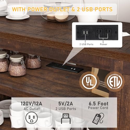 66" Farmhouse TV Stand with Power Outlets for 75 Inch TVs, view 4