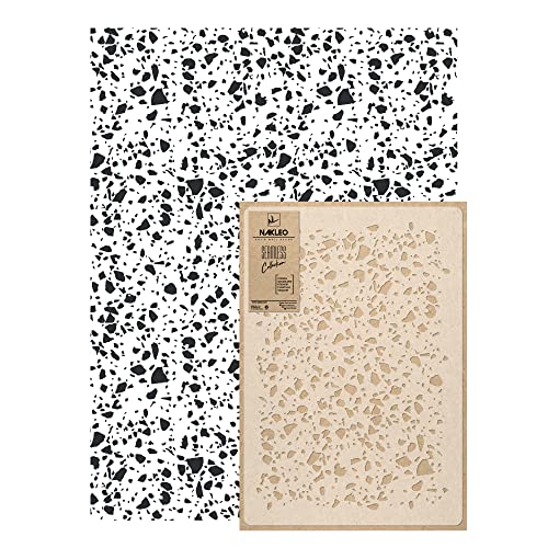 Wall Painting Stencil Large Size, 23,2”x37,4” Terrazzo Spots Retro Reusable Plastic Template, Geometric Pattern Wallpaper, DIY Home Decor Craft Wood Floor Furniture