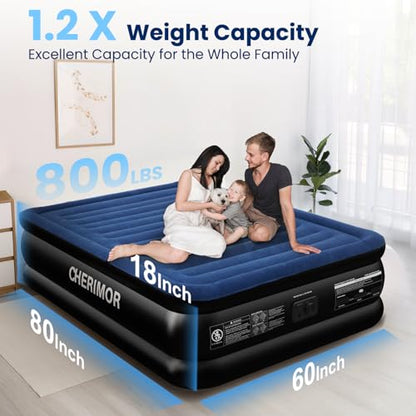 Queen Air Mattress with Built-in Pump, 18" Raised Upgraded Comfort, view 6