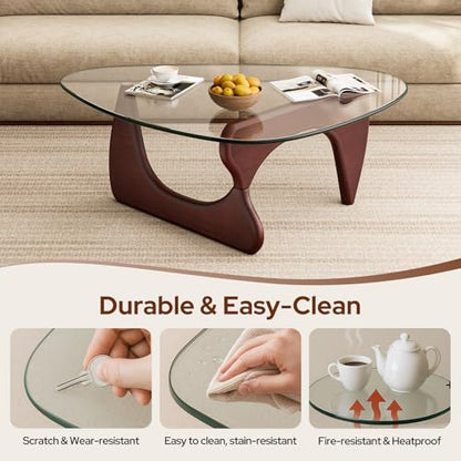 Modern Glass Coffee Table, Mid Century Triangle Coffee Table for Living Room Bedroom Reception Office Tables