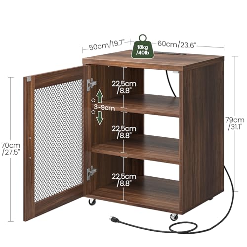 Media Cabinet with Charging Station, Stereo Cabinet with Wheels, view 4