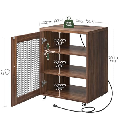 Media Cabinet with Charging Station, Stereo Cabinet with Wheels, view 4