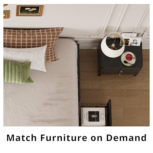 King Bed Frame with 4 Storage Drawers, Charcoal Grey, view 6